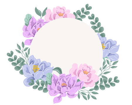 花卉环绕的圆形装饰矢量图案