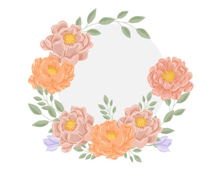 手绘花卉圆形装饰矢量图案