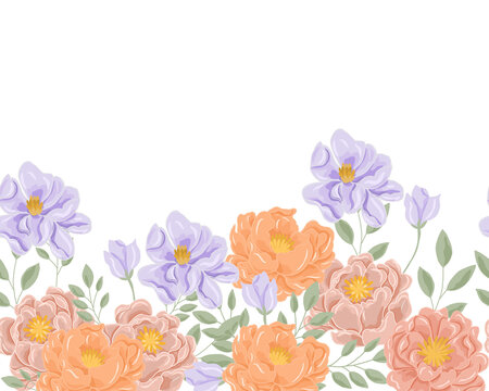 缤纷花卉边框矢量插画