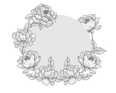 手绘花卉圆形装饰矢量图案