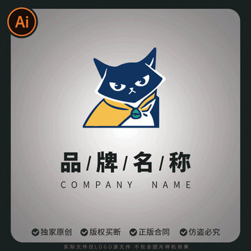 卡通猫咪品牌标志设计