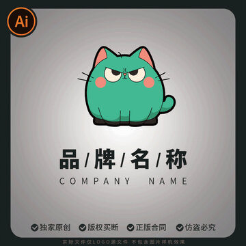 可爱卡通猫咪品牌标志设计