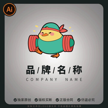 健身运动小鸡品牌标志设计