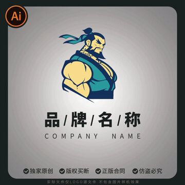 古风肌肉猛男logo运动健身品牌标志
