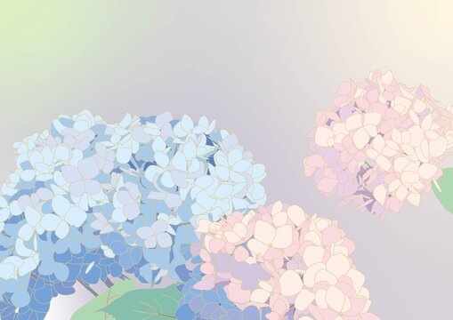 梦幻绣球花唯美插画矢量图