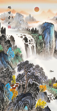 竖幅山水画