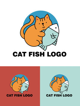 猫卡通LOGO猫鱼标志公司品牌