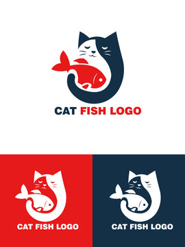 猫卡通LOGO猫鱼标志童装品牌