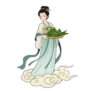古风仙女端午节捧粽子