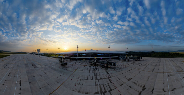 丽水机场夕阳全景黎明日出日落