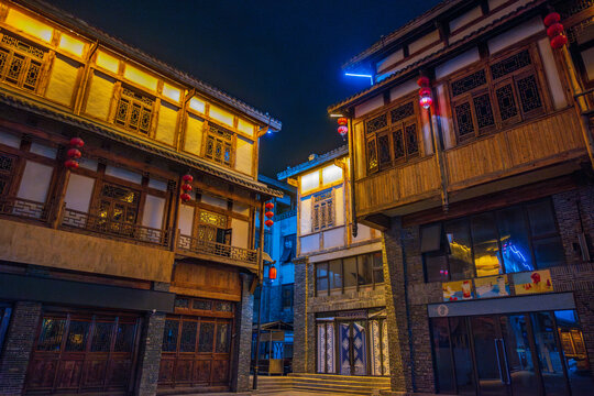 贵阳青岩古镇夜景风光