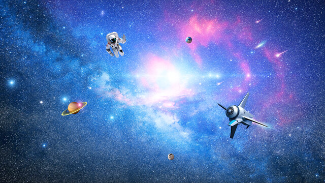 梦幻太空场景与航天元素