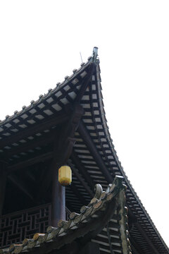 中式古建筑飞檐与灯笼