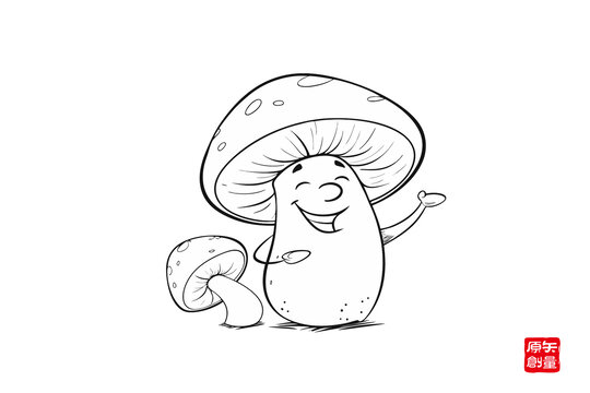可爱卡通蘑菇形象插画