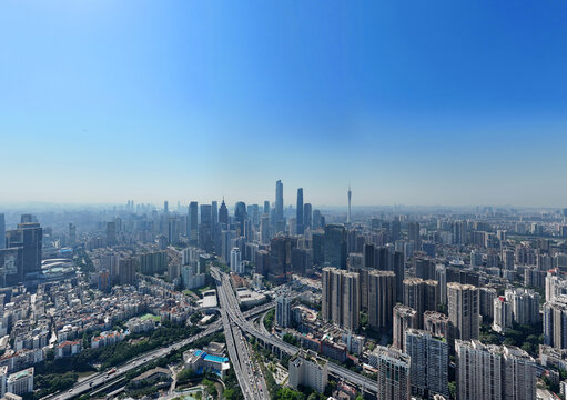 广州都市高空全景俯瞰图