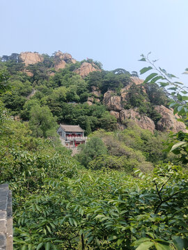 山间绿荫中的古朴建筑辽宁千山