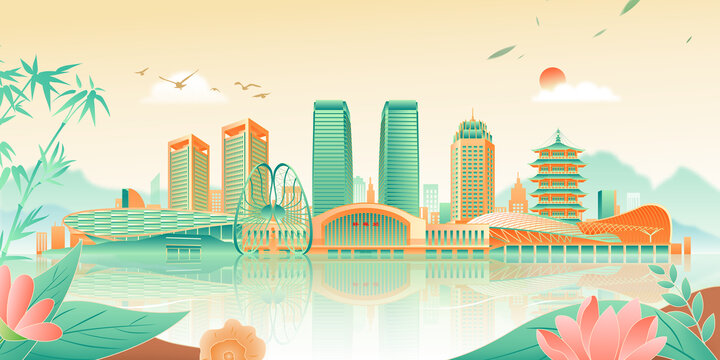 蚌埠城市插画