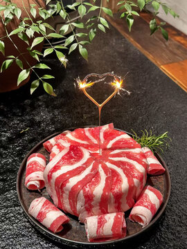 雪花牛肉卷