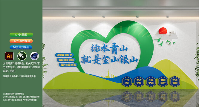 绿色绿水青山就是金山银山环保公益文化墙
