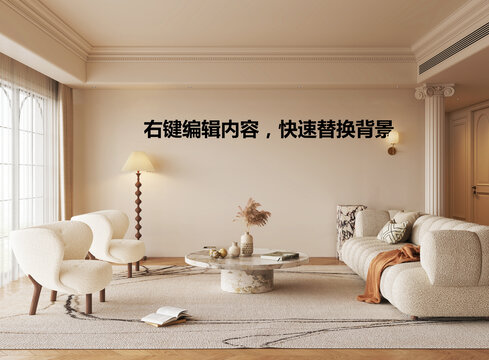 法式客厅墙布壁画背景场景图