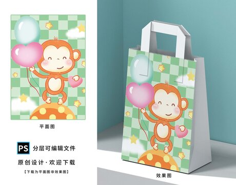 卡通可爱猴子背景插画