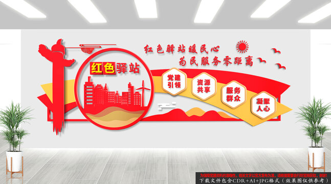 红色驿站文化墙