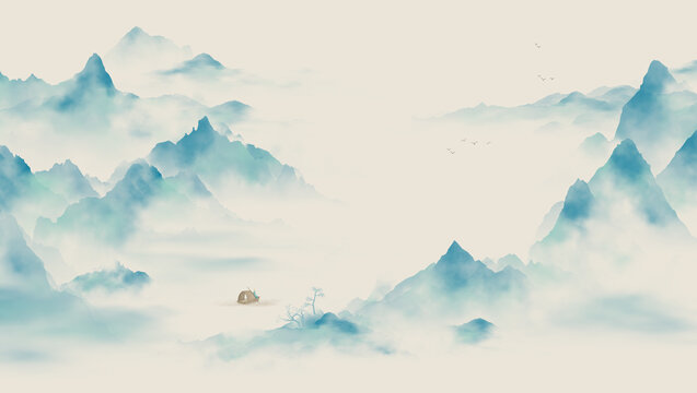 青绿水墨图