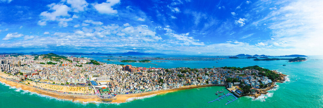海滨城市美丽全景风光