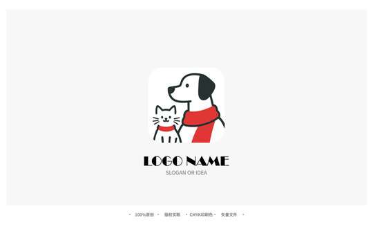 猫狗相伴可爱动物LOGO