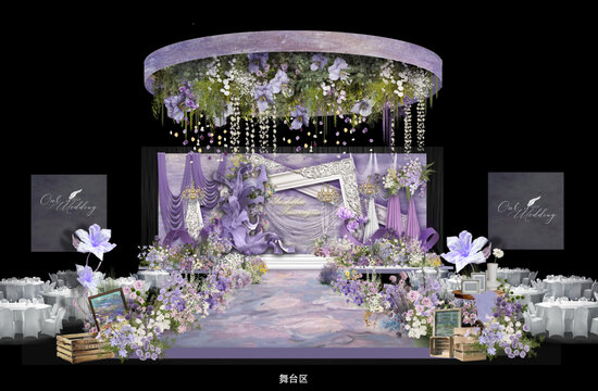 莫奈花园风格婚礼舞台区效果图
