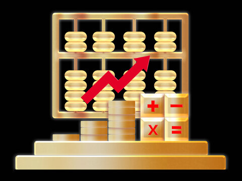 3D金融理财算盘金币