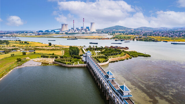 航拍蚌埠淮河发电厂