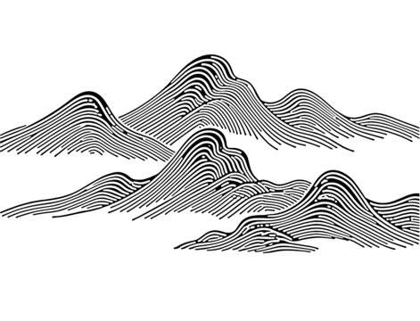 矢量线条山镂空铝板冲孔