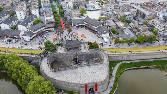 航拍寿县古城宾阳门