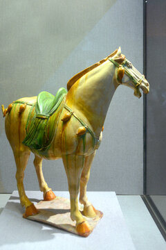 河南洛阳博物馆藏陶器唐代三彩白釉马