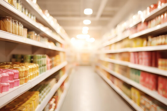 超市货架上的食品产品展示