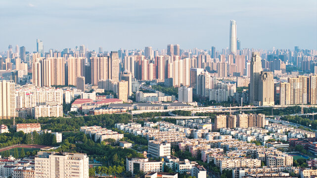 武汉汉口常青花园片区城市住宅航拍