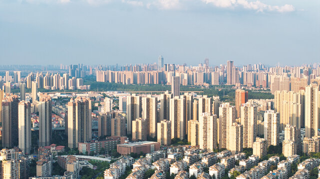 武汉汉口常青花园片区城市住宅航拍