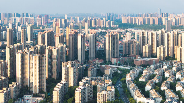 武汉汉口常青花园片区城市住宅航拍