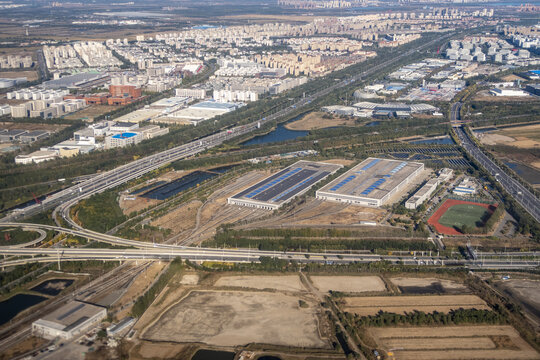 航拍高速公路互通立交