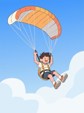玩滑翔伞的男孩