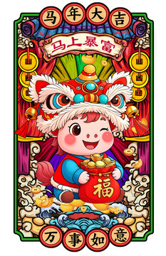 国潮卡通马年