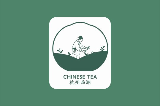 杭州西湖中式采茶图案