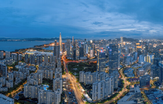 深圳后海都市璀璨夜景俯瞰图
