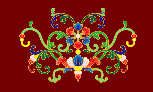中式传统花卉纹样图案