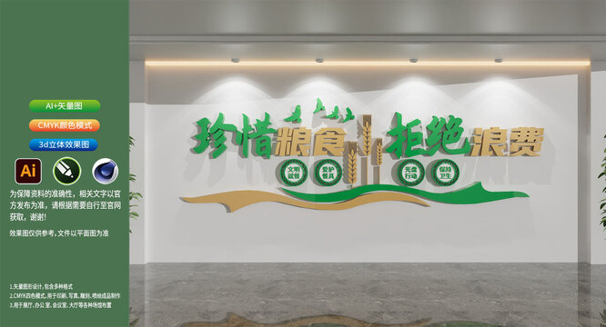 珍惜粮食文化墙校园食堂文化墙