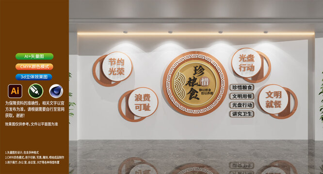 珍惜粮食文化墙校园食堂文化墙