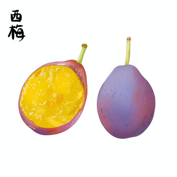 吃了一口新疆法兰西梅水果包装手绘插画