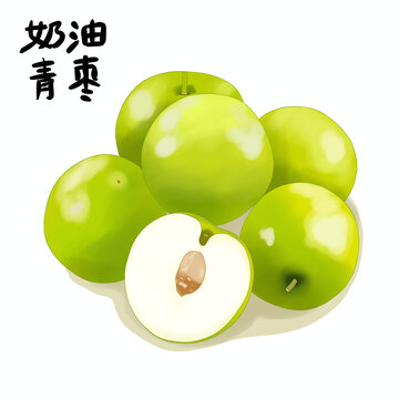 奶油青枣手绘青枣插画水果包装系列