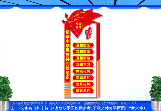 竖版民族团结文化墙